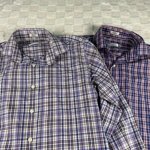 Peter Millar Bundle of 2 Men's Button Up Plaid Long Sleeve‎ Shirts Size Small